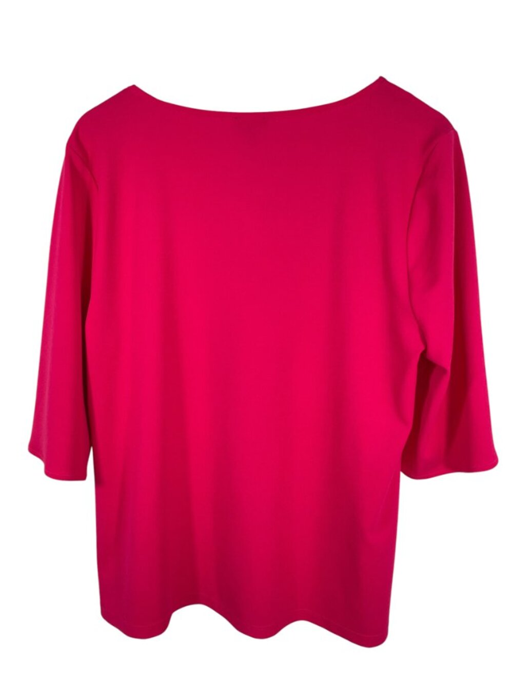 NWT Talbots Hot Pink Pleated Notch Neck Jersey Knit Top XL 3/4 Sleeve - Picture 3 of 9